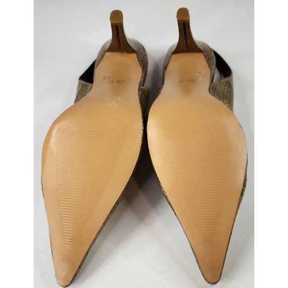 Nina Shoes Womens Size 7 Gold Slingback Alligator Print Pointed Toe Dress Heels - Picture 11 of 11